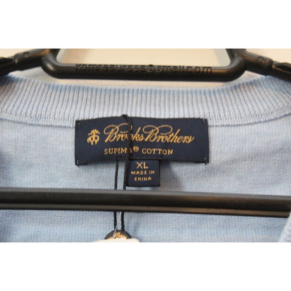 NWT Brooks Brothers Supima Cotton V-neck Sweater Vest Blue Men's Size XL H14215 - Picture 5 of 9